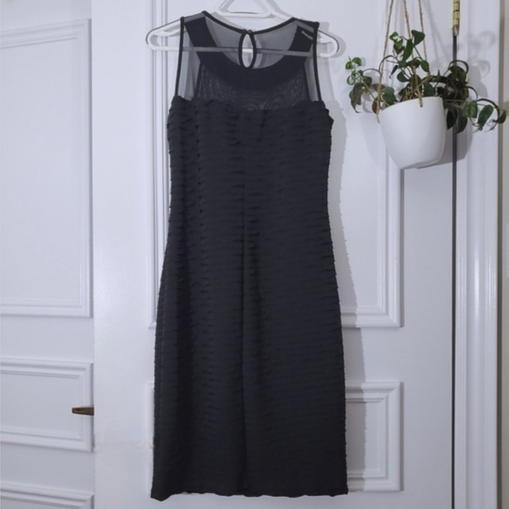 FRANK LYMAN Metallic Beaded Ring Neck Sweetheart Chiffon Tiered Dress- S… - Picture 4 of 15